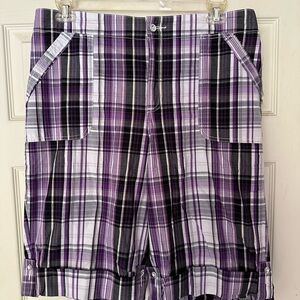 NWT Women’s Essentials Purple and Black Plaid Shorts